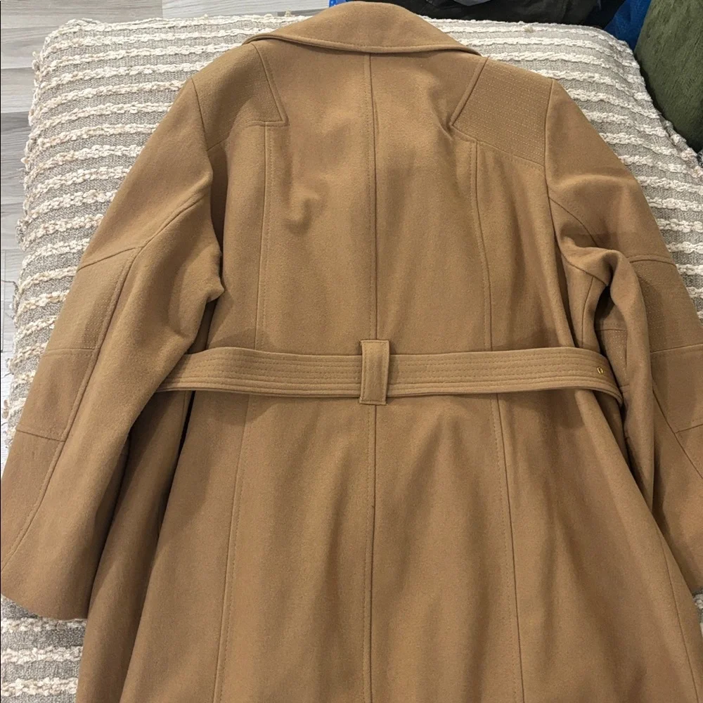 Michael Michael Kors Asymmetrical‎ Belted Wool Blend Camel Coat Size 2X